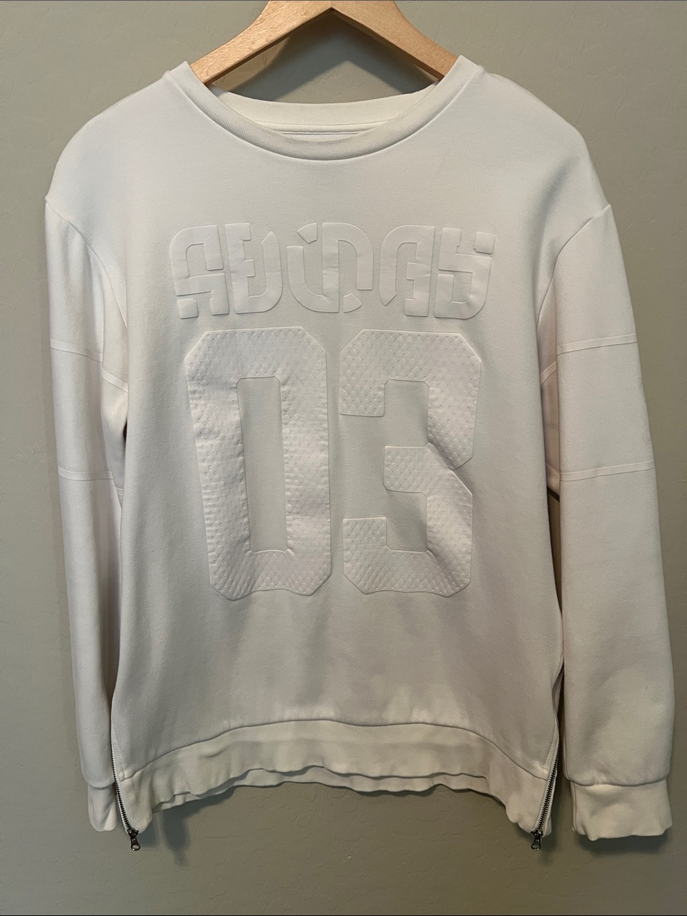 adidas White Sweatshirt with Raised '03' Graphic and side zippers - Picture 2 of 8